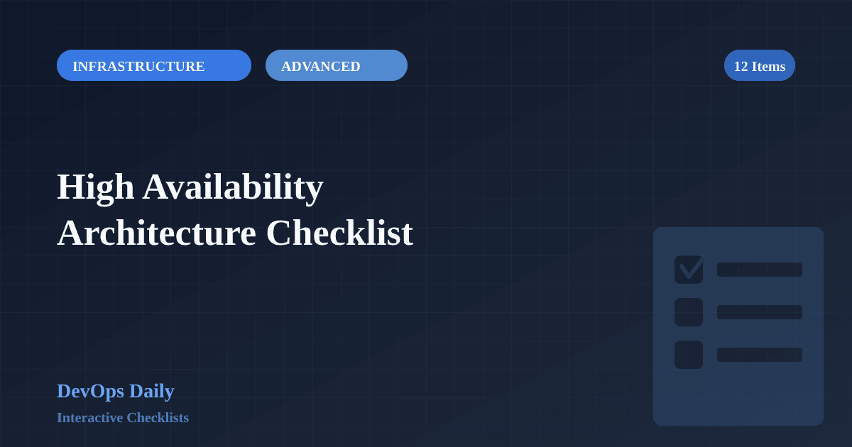 High Availability Architecture Checklist