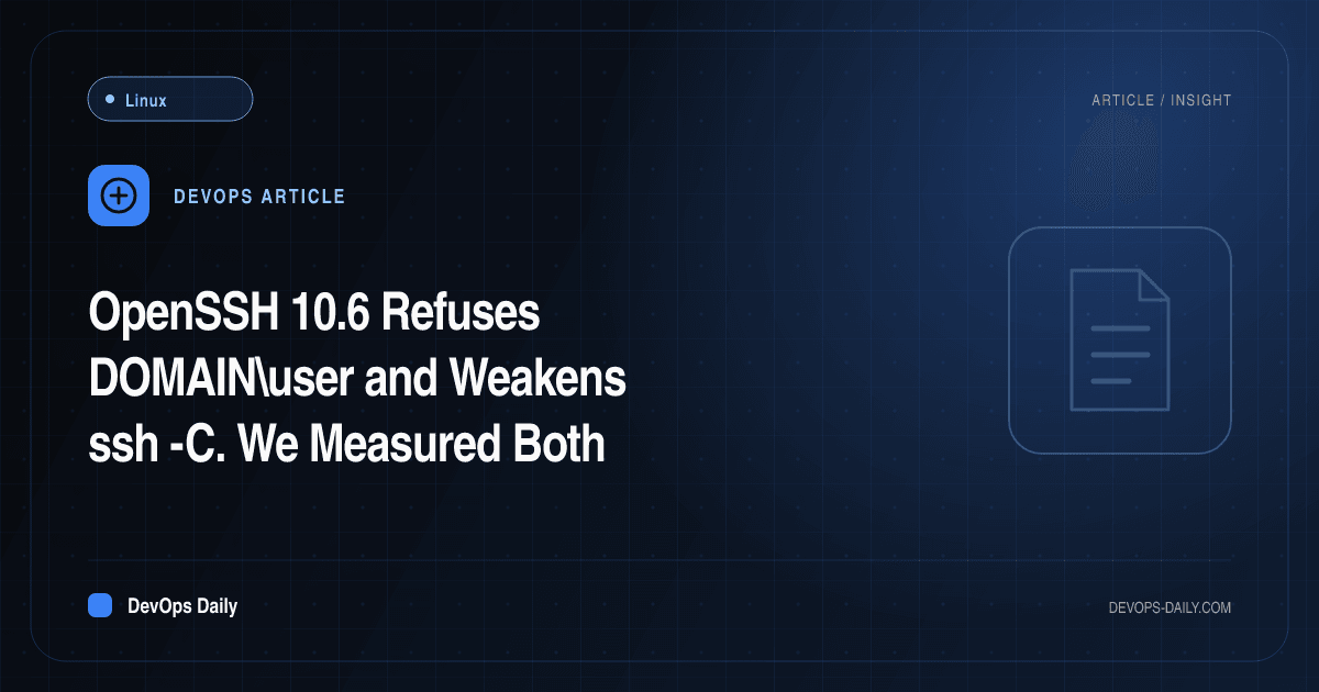 OpenSSH 10.6 Refuses DOMAIN\user and Weakens ssh -C. We Measured Both